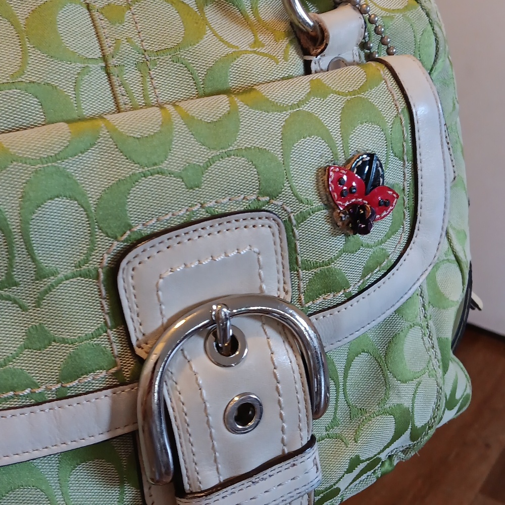 *Upcycled Coach Y2k Green Bag With Coach Ladybug 🐞 - Picture 5 of 17